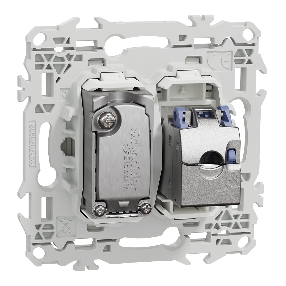 Odace prise RJ45 cat.6 STP + TV blanc